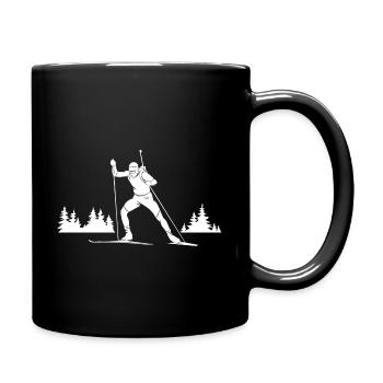 Silhouette Biathlon Wintersport Geschenk Skifahren - Tasse einfarbig - Schwarz - Rechts
