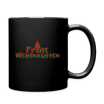 Frohe Weihnachten kariert - Tasse einfarbig - Schwarz - Rechts