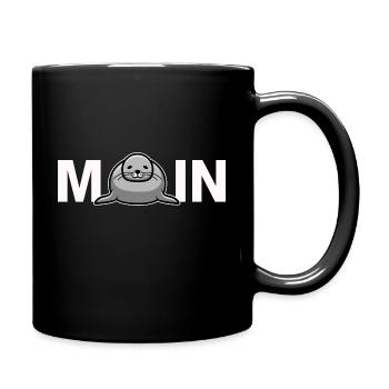 Moin mit Robbe - Tasse einfarbig - Schwarz - Rechts