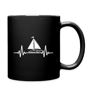 EGK Bootsliebhaber Herzschlag Segel Segelsport Ges - Tasse einfarbig - Schwarz - Rechts