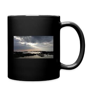 Beautiful beach with rocks at dusk - Full Colour Mug - black - Right