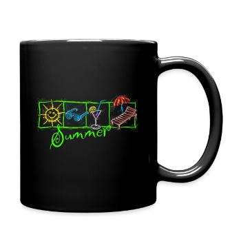 Sommer Sonne Party - Tasse einfarbig - Schwarz - Rechts