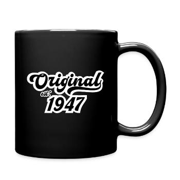 1947 Geburtstag - Tasse einfarbig - Schwarz - Rechts