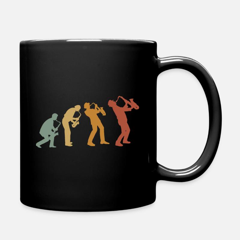 SAXOPHON, SAXOPHONIST RETRO ABSTRAKTES HEMD MIT V-AUSSCHNITT - Tasse einfarbig - Schwarz