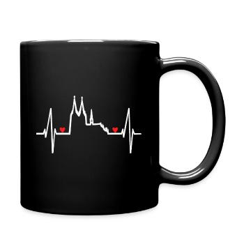 Cologne Heartbeat Rouge Blanc Cologne Cathédrale Kölsch Cologne - Mug uni - noir - Droite