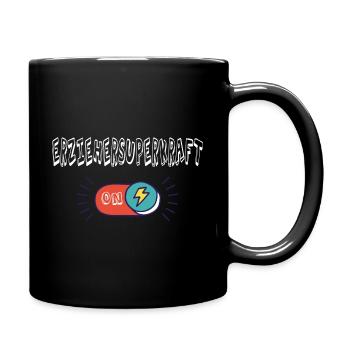 Erzieher mit Herz Superhelden Erzieherin lustiges - Tasse einfarbig - Schwarz - Rechts