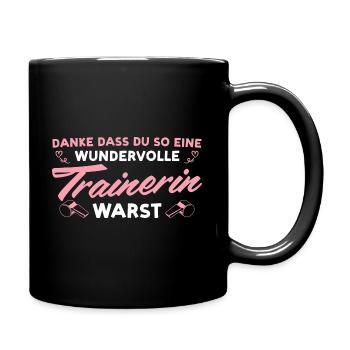 Beste Trainerin Abschiedsgeschenk - Tasse einfarbig - Schwarz - Rechts