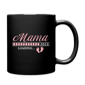 Mama 2025 loading Werdende Mutter - Tasse einfarbig - Schwarz - Rechts