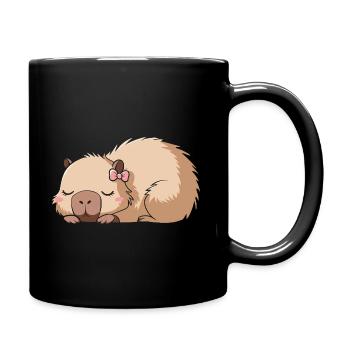 Süßes Capybara Rosa Schleife Capybara - Tasse einfarbig - Schwarz - Rechts
