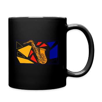Brass Saxophon Pop Art - Tasse einfarbig - Schwarz - Rechts