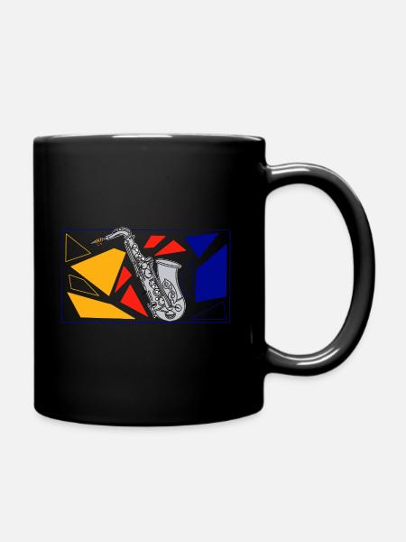 Silber Saxophon Pop Art - Tasse einfarbig - Schwarz