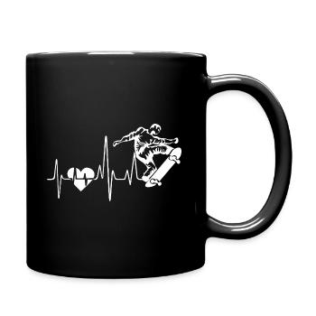 Skateboarding Heartbeat - Full Colour Mug - black - Right