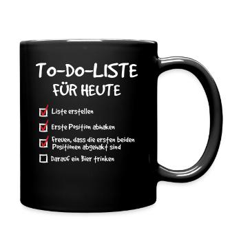 Bier to do Liste abgehakt - RAHMENLOS Geschenk - Tasse einfarbig - Schwarz - Rechts
