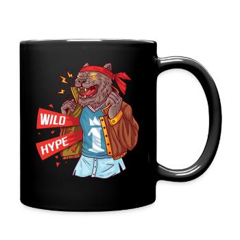 Wolf with current attributes of masculinity - Full Colour Mug - black - Right