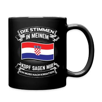 Ich muss nach Kroatien! Zagreb Urlaubsland Land - Tasse einfarbig - Schwarz - Rechts