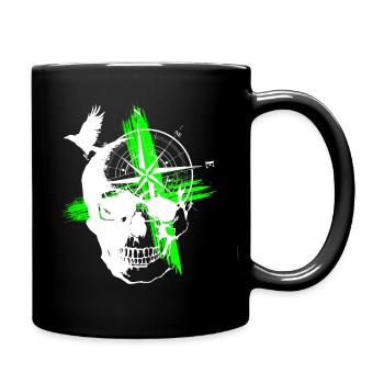 Totenkopf Trash Polka Grün - Tasse einfarbig - Schwarz - Rechts