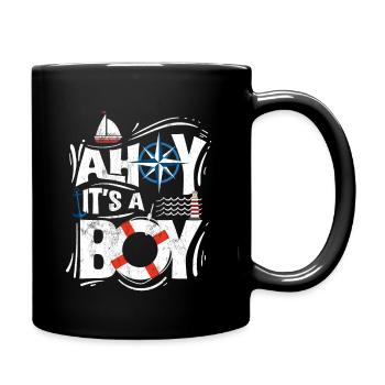 Ahoy It'S A Boy - Gender Reveal Or Baby - Full Colour Mug - black - Right