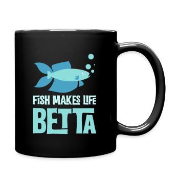 Fish Make Life Betta - Fish Pun For Aquarium - Full Colour Mug - black - Right