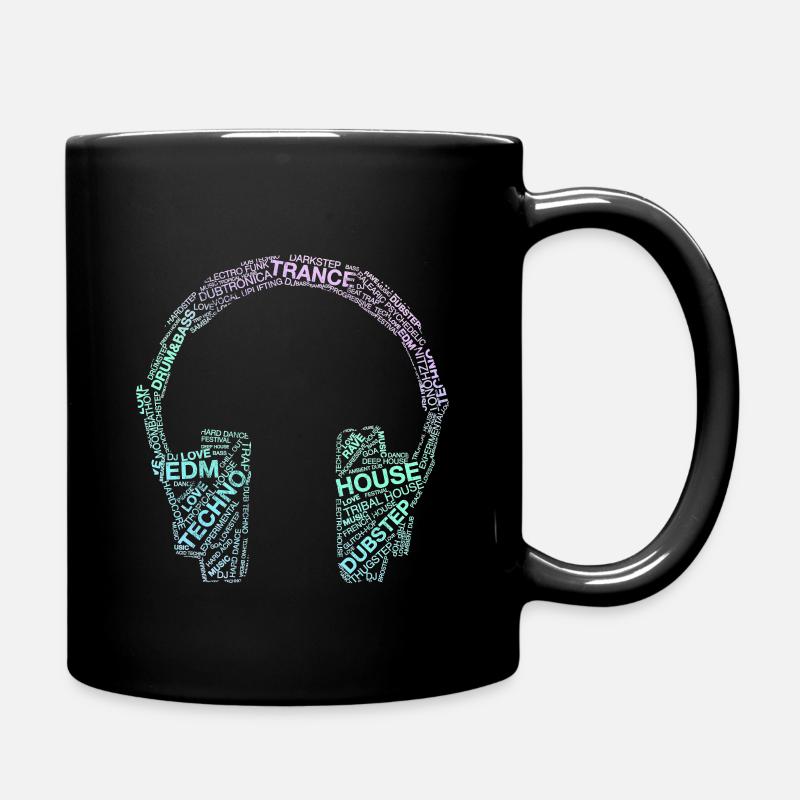 Headphones Electronic Dance Rave Edm Trance - Full Colour Mug - black