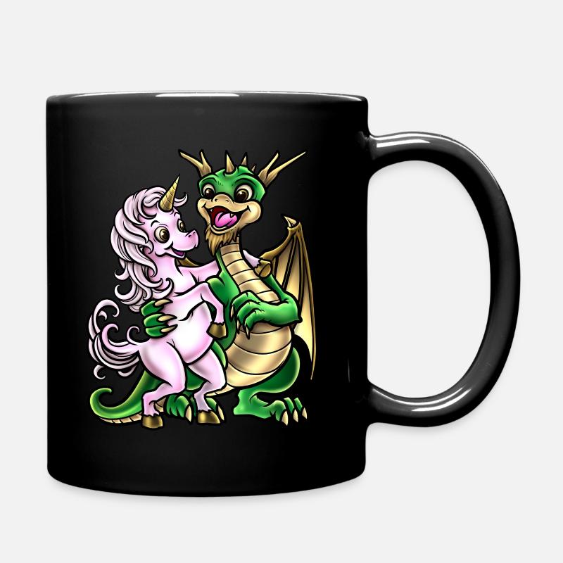 Dragon et licorne | Amitié câlin créature - Mug uni - noir