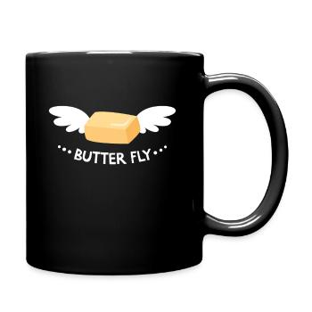 Butterfliegenstange der Butter mit Flügeln Butterfliege - Tasse einfarbig - Schwarz - Rechts
