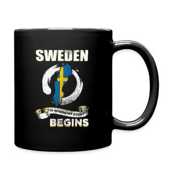 Schweden - Tasse einfarbig - Schwarz - Rechts