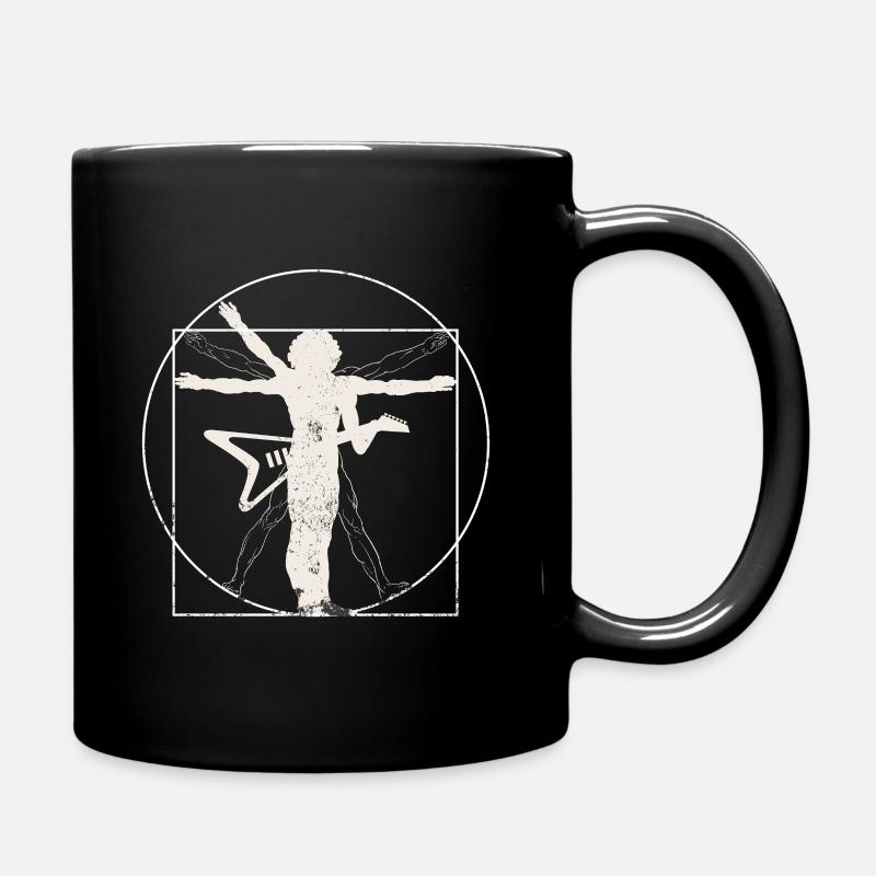Vitruvian Electric Guitar Man Rock Music Gift - Full Colour Mug - black