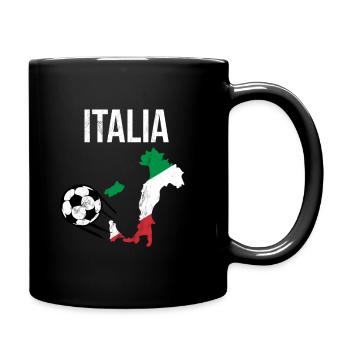 Italia Forza Azzurri - Italienisches Fußball-Fußball-T-Stück - Tasse einfarbig - Schwarz - Rechts