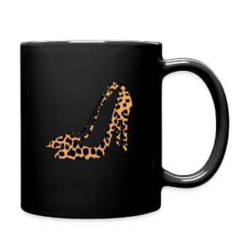 Leopard Animal Print Shoe High Heel Pump Stiletto - Full Colour Mug - black - Right