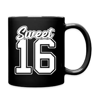 Süße 16 16. Geburtstag College Nummer - Tasse einfarbig - Schwarz - Rechts