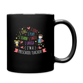Enseignant préscolaire - Je joue, je rigole, j'aime, je - Mug uni - noir - Droite