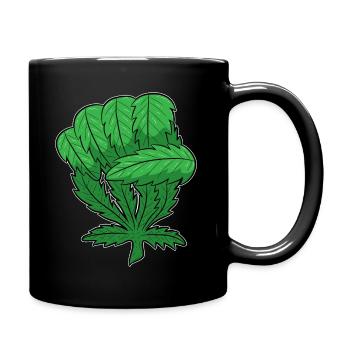 Weed Fist | Cannabis Marijuana THC CBD - Full Colour Mug - black - Right