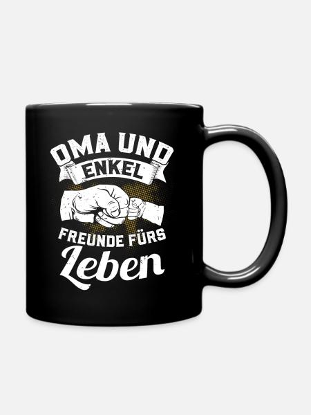 Oma und Enkel - Freunde fürs Leben - Tasse einfarbig - Schwarz