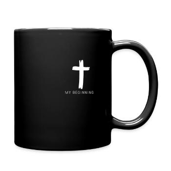 "My Beginning Religious Christian Humble Cross - Full Colour Mug - black - Right