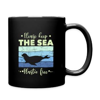 Seal Please Keep The Sea Plastic Free - Retro - Mug uni - noir - Droite