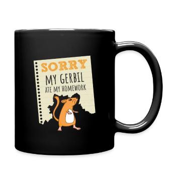 Sorry My Gerbil Ate My Homework Kids, Teacher - Full Colour Mug - black - Right