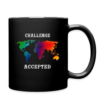 Weltreise Challenge Accepted - Tasse einfarbig - Schwarz - Rechts