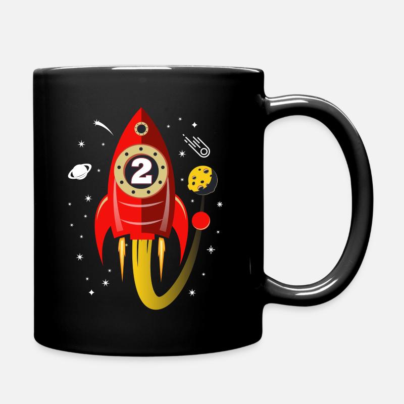 2 years birthday rocket gift - Full Colour Mug - black