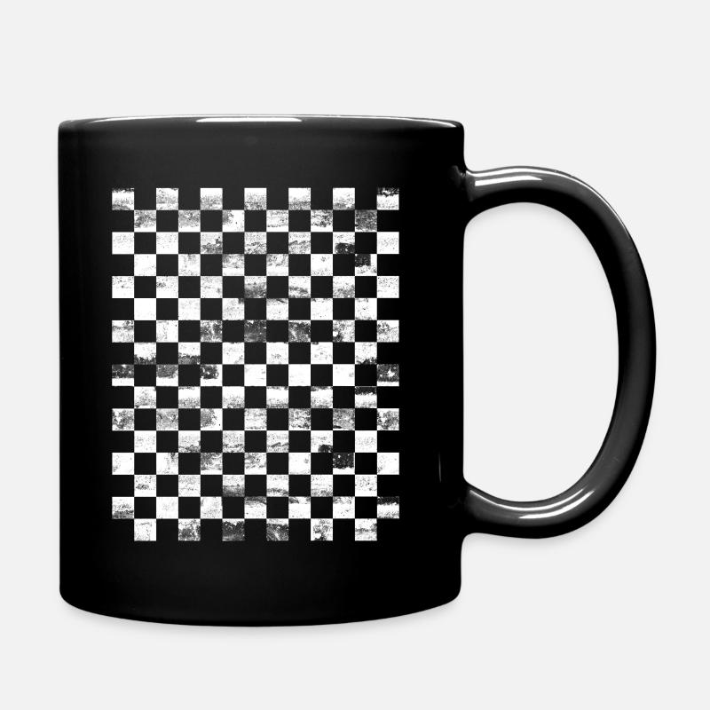 chessboard Grunged - Full Colour Mug - black