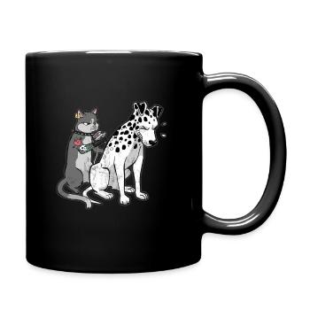 Tatouage chat encré dalmatien dessin animé drôle graphique - Mug uni - noir - Droite