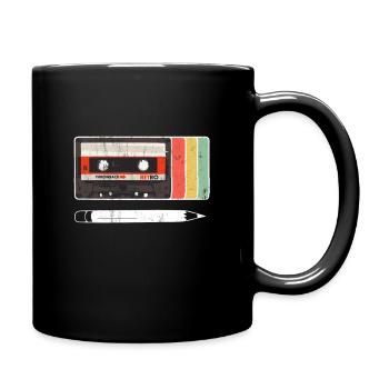 Vintage Retro Mixtape Kassette und Bleistift - Tasse einfarbig - Schwarz - Rechts