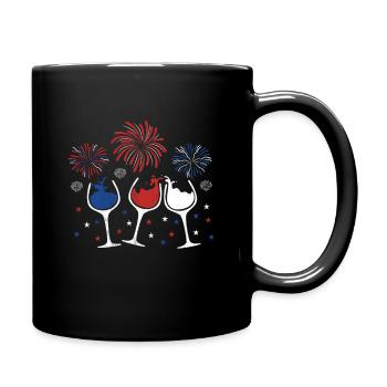 Red White And Blue Funny Wine Glass For 4Th Of - Full Colour Mug - black - Right