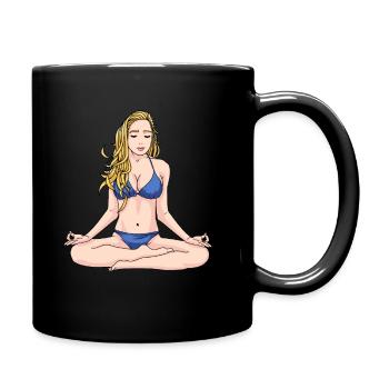 Meditation sexy Girl in Bikini OM - Full Colour Mug - black - Right