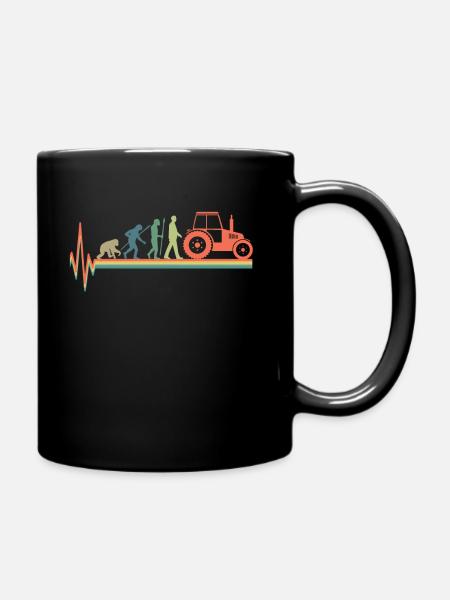 Traktor Evolution Herzschlag Landwirt Puls Retro - Tasse einfarbig - Schwarz