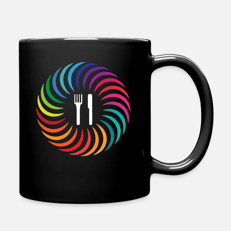 Gabel Messer Regenbogen Boomerang Kreis - Tasse einfarbig - Schwarz