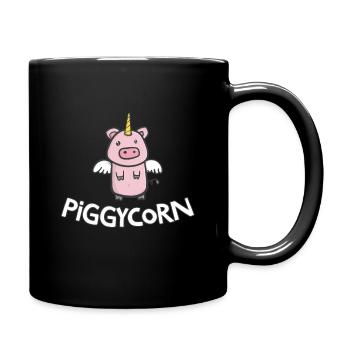 Cute Piggycorn Funny Flying Pig Unicorn - Full Colour Mug - black - Right