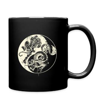 Drache gegen Tiger Tattoo! Yin und Yang Beast Fight - Tasse einfarbig - Schwarz - Rechts