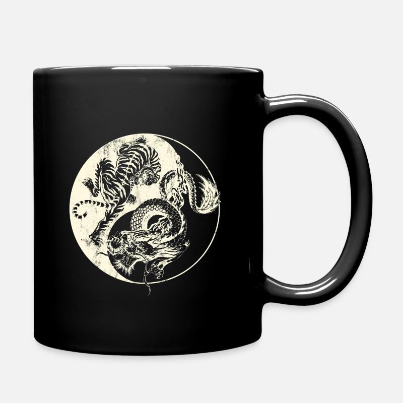Tatouage Dragon Vs Tiger! Combat de bête Yin et Yang - Mug uni - noir