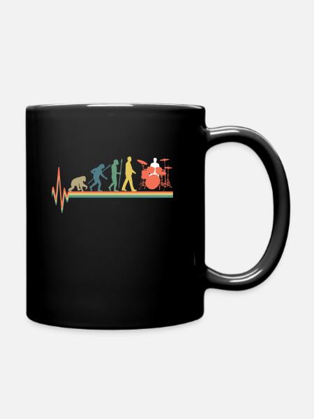 Evolution Drummer Drums Retro Coloré - Mug uni - noir