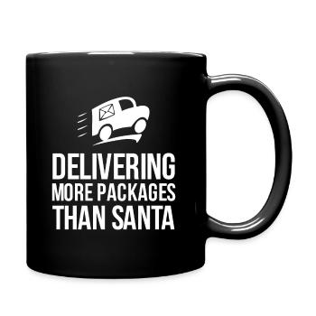 Delivering More Packages Than Santa - Postal Gift - Full Colour Mug - black - Right